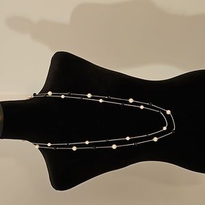 NWT - Beautiful Black and White Necklace/Silver Colored Chain